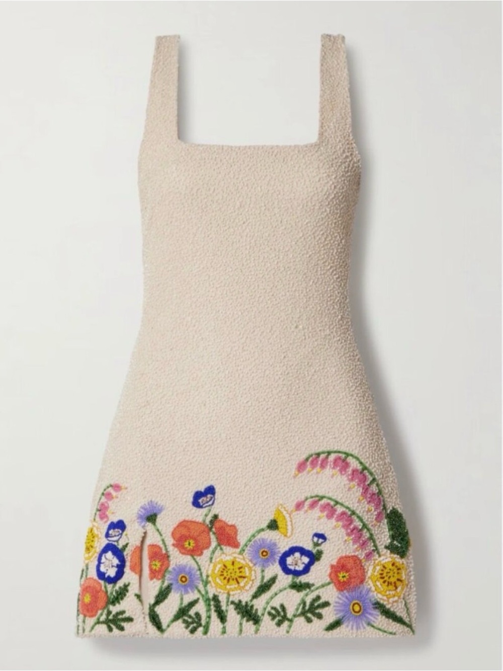 New with tags STAUD HAND BEADED  Le Sable Floral  Square-Neck Mini Dress medium - Picture 4 of 5